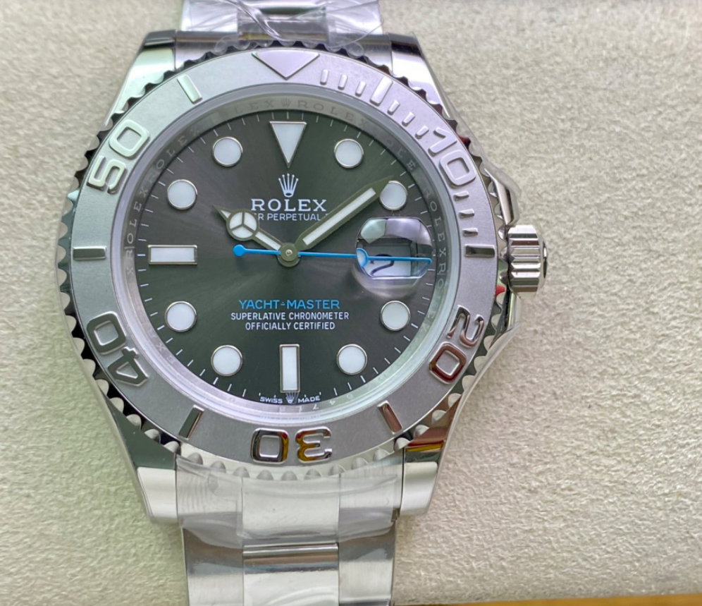 Super Clone Yatch-Master 126622 Gray Dial with Blue Second Hand 904L Stainless Steel Case & Oyster Steel Bracelet_0