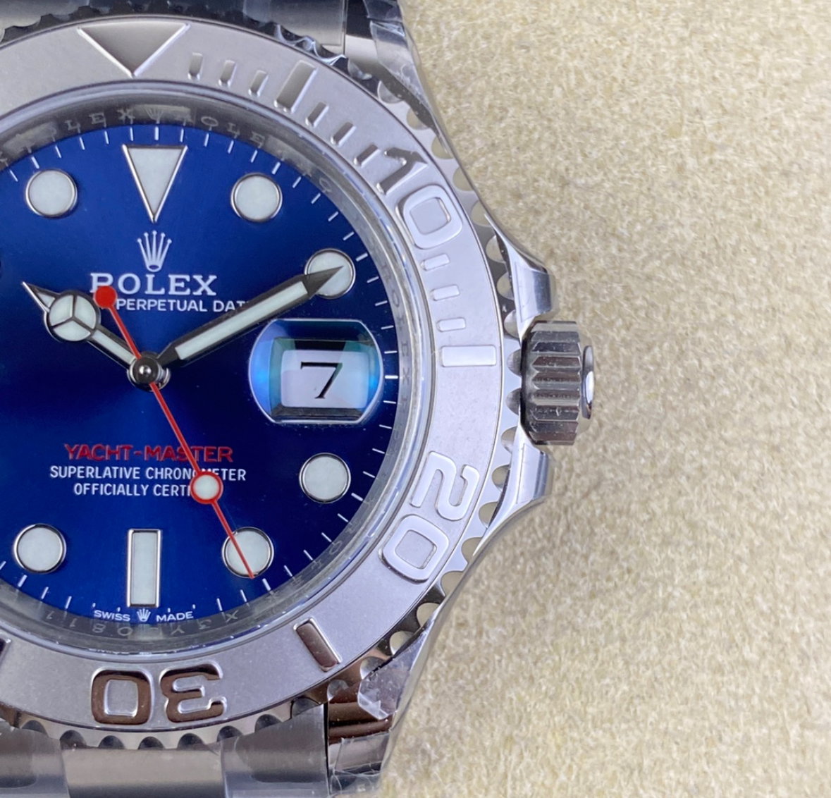 Super Clone Yacht Master 126622 Blue Dial with Red Second Hand 904L Stainless Steel Case & Oyster Steel Bracelet_1