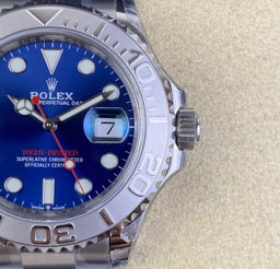 Super Clone Yacht Master 126622 Blue Dial with Red Second Hand 904L Stainless Steel Case & Oyster Steel Bracelet