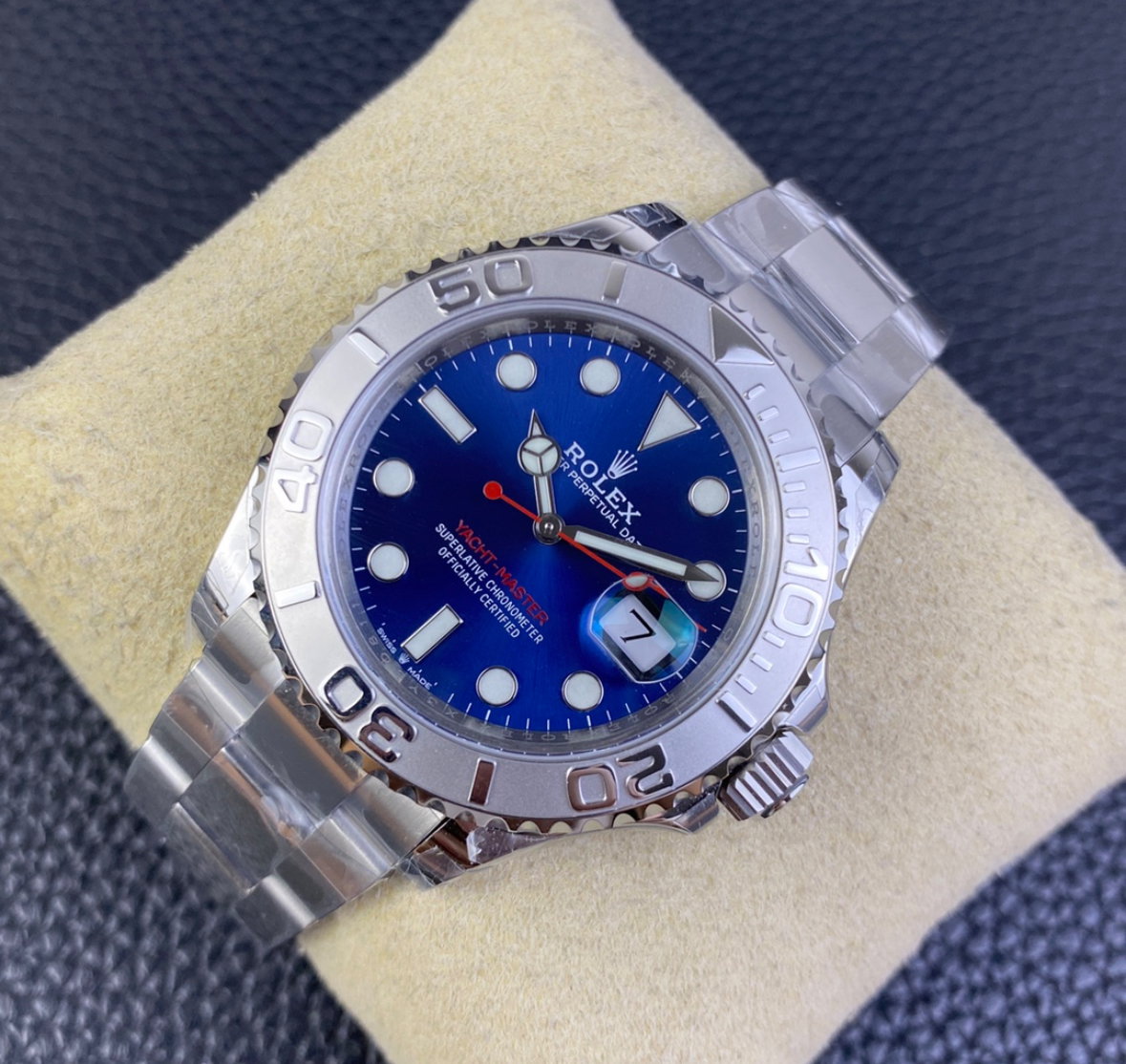 Super Clone Yacht Master 126622 Blue Dial with Red Second Hand 904L Stainless Steel Case & Oyster Steel Bracelet_3