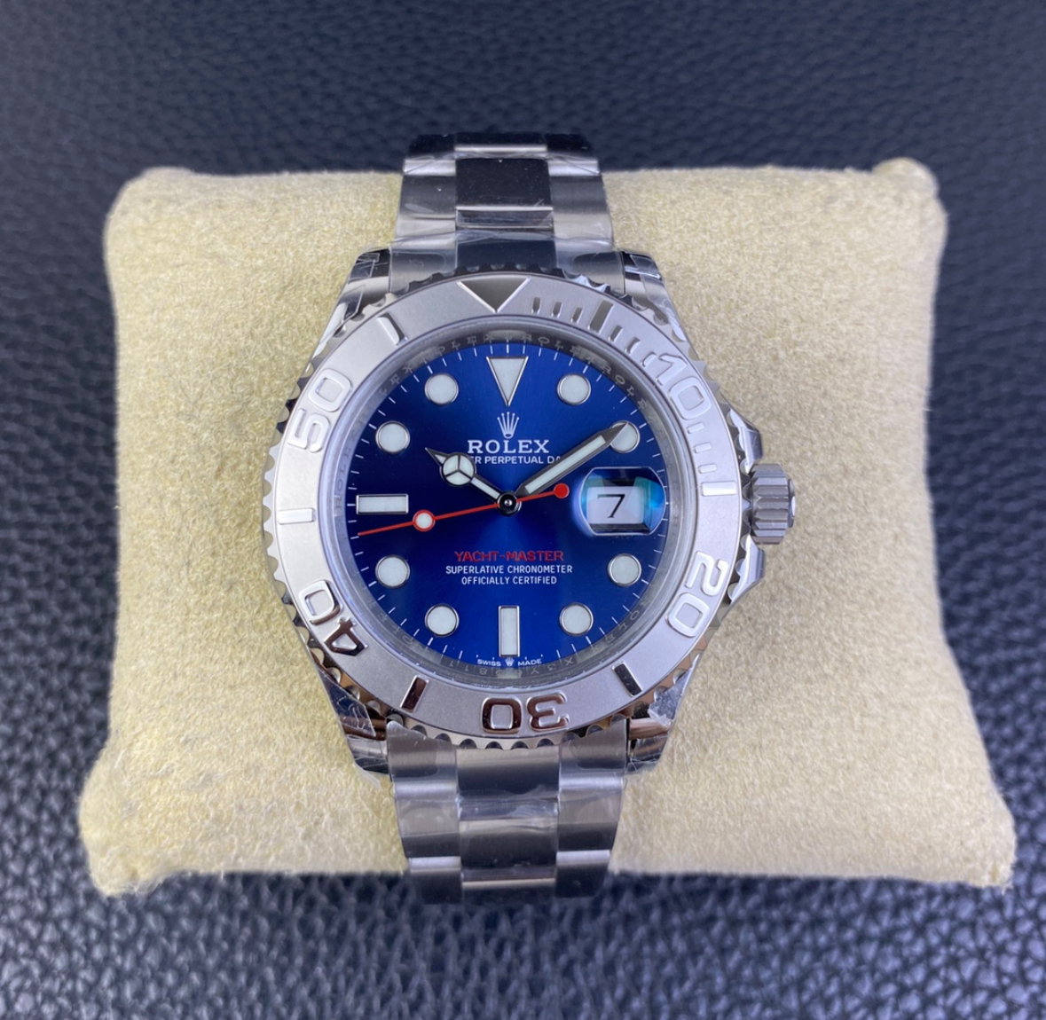 Super Clone Yacht Master 126622 Blue Dial with Red Second Hand 904L Stainless Steel Case & Oyster Steel Bracelet_0
