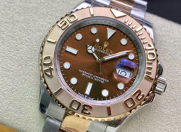 Super Clone Yatch-Master 126621 904L Steel Brown Dial 3D Rose Gold Bezel Rose Gold & Steel Two Tone Bracelet