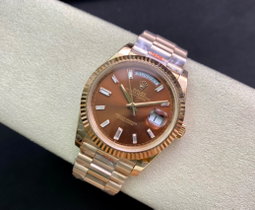 Super Clone Day-Date 40 Chocolate Diamond Dial RG President