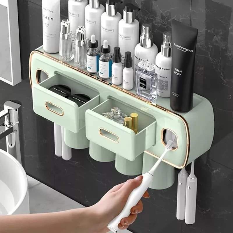 Wall Mounted Self-adhesive Toothpaste with Toothbrush Holder_1