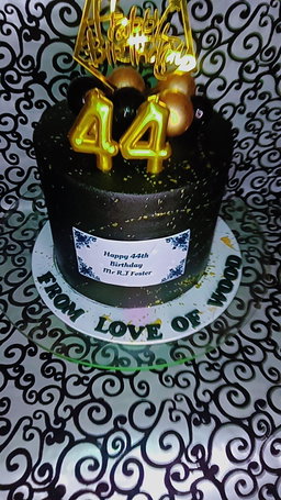Black and gold cake