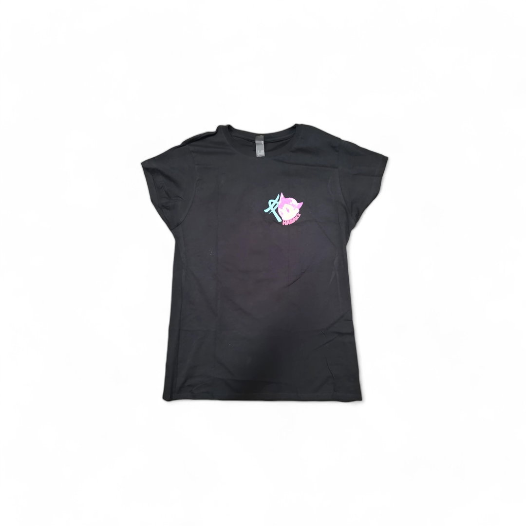 U PLAYERA L.E. HAGAKI NEGRA LETRAS MUJER