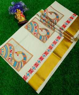 Peacock Embroidery saree 