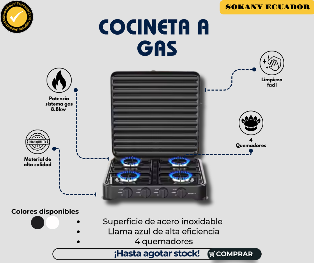 Cocineta a Gas 4 Quemadores - Sokany