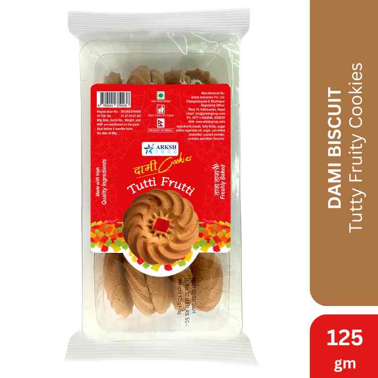 Arksh Food Tutty Fruity Cookies, 125gm