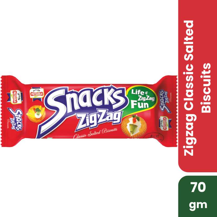 Priyagold Snacks Zigzag Classic Salted Biscuits, 70gm