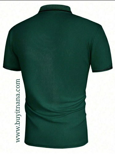 Homme Men Contrast Piping Polo Shirt (Medium & Large)_3