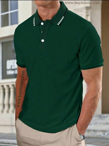 Homme Men Contrast Piping Polo Shirt (Medium & Large)_0