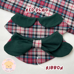 Red Plaid Ribbon Collar (Premium)