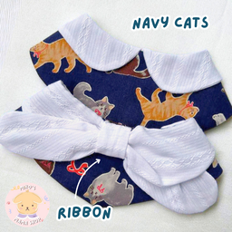 Navy Cats Ribbon Collar (Premium)