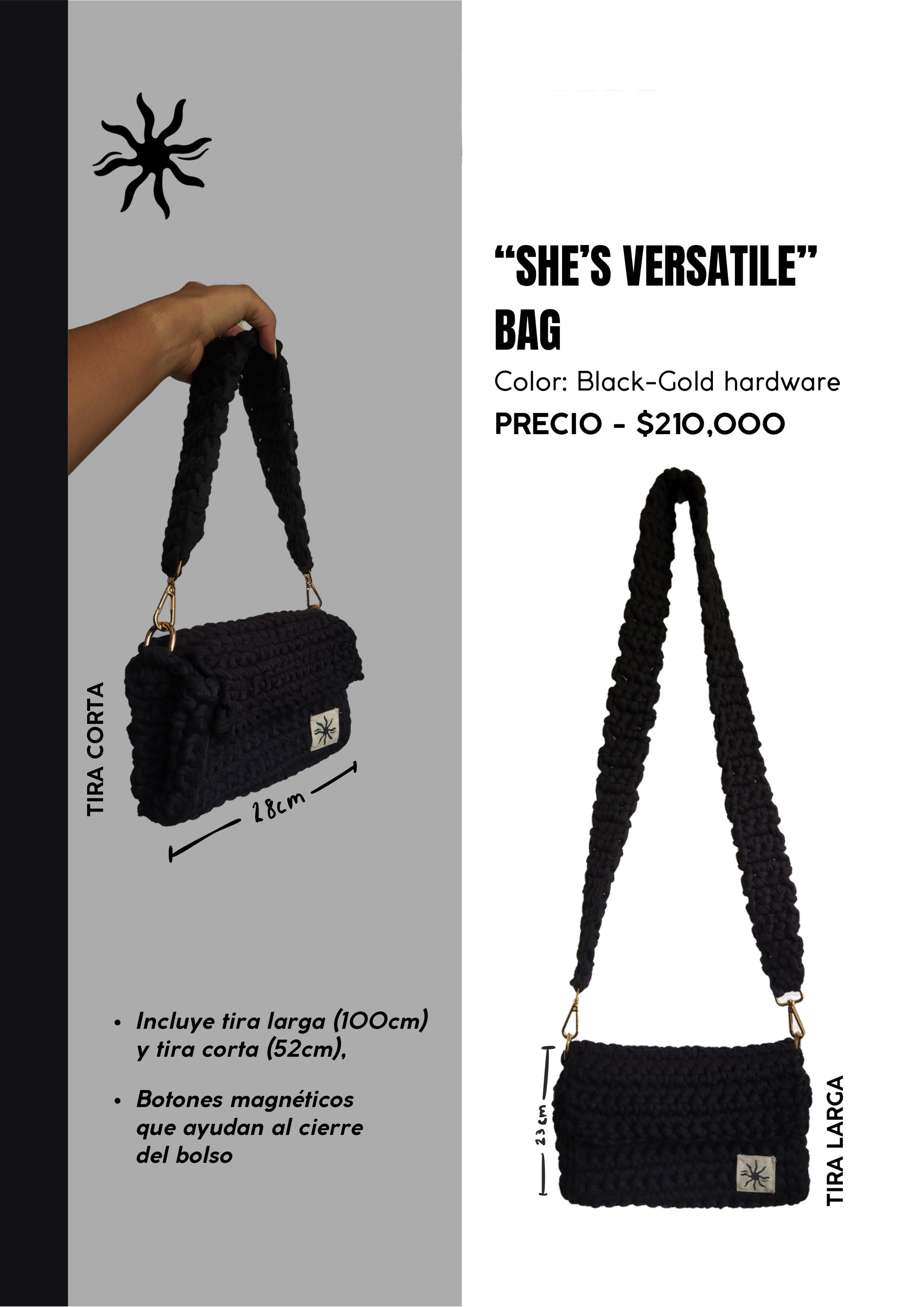 “She's Versatile” Bag Black-Gold hardware_0