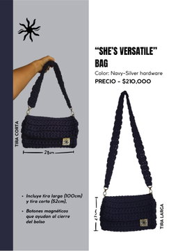 “She's Versatile” Bag Navy-Silver hardware