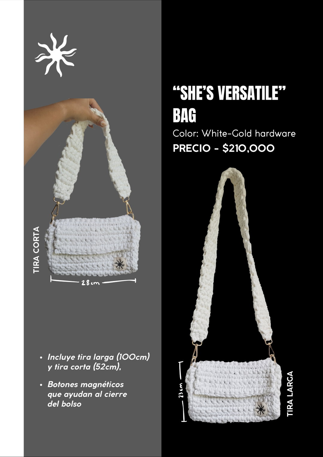 “She's Versatile” Bag White-Gold hardware