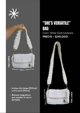 “She's Versatile” Bag White-Gold hardware