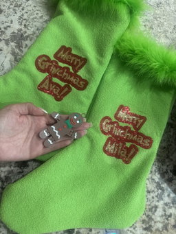 Grinchmas 💚🎄Sock 🧦 + 3D printed Gingerbread 🫚 man
