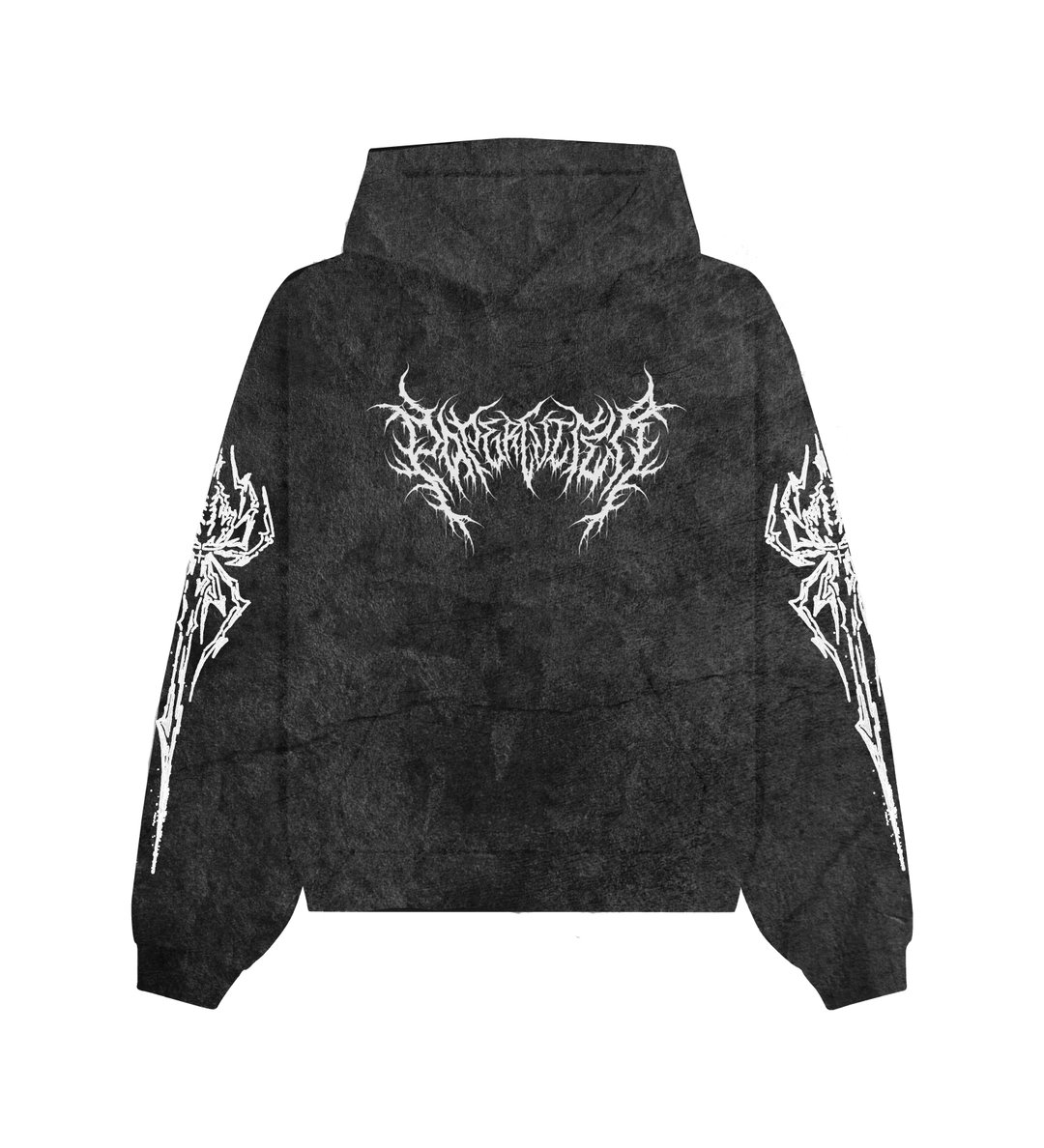 Dark Metal White Oversized Stonewashed Hoodie