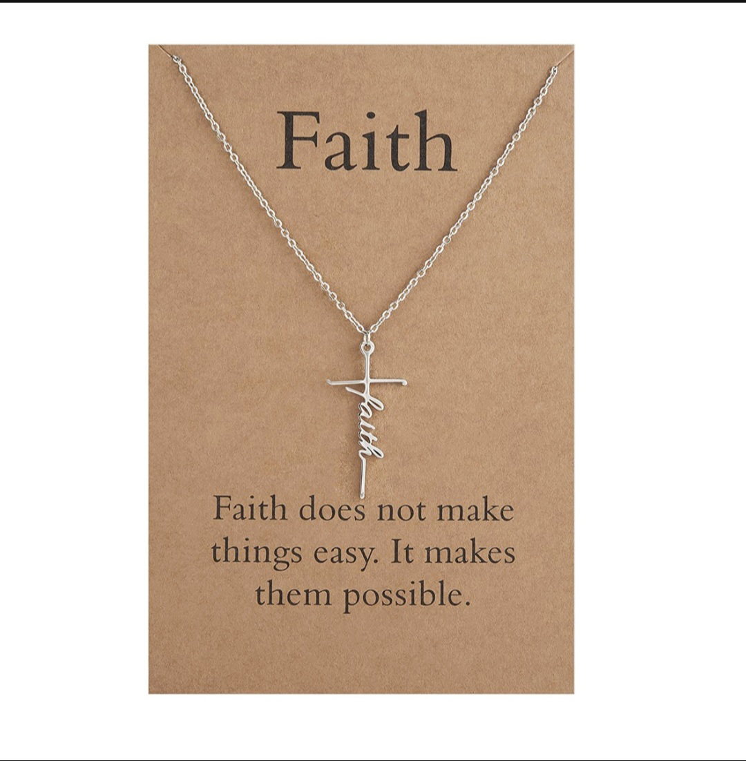 POU Faith Cross Necklace for Hope and Love Pendant