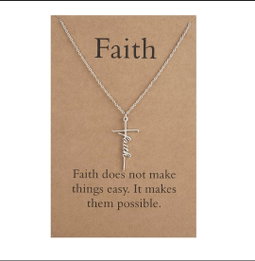 POU Faith Cross Necklace for Hope and Love Pendant