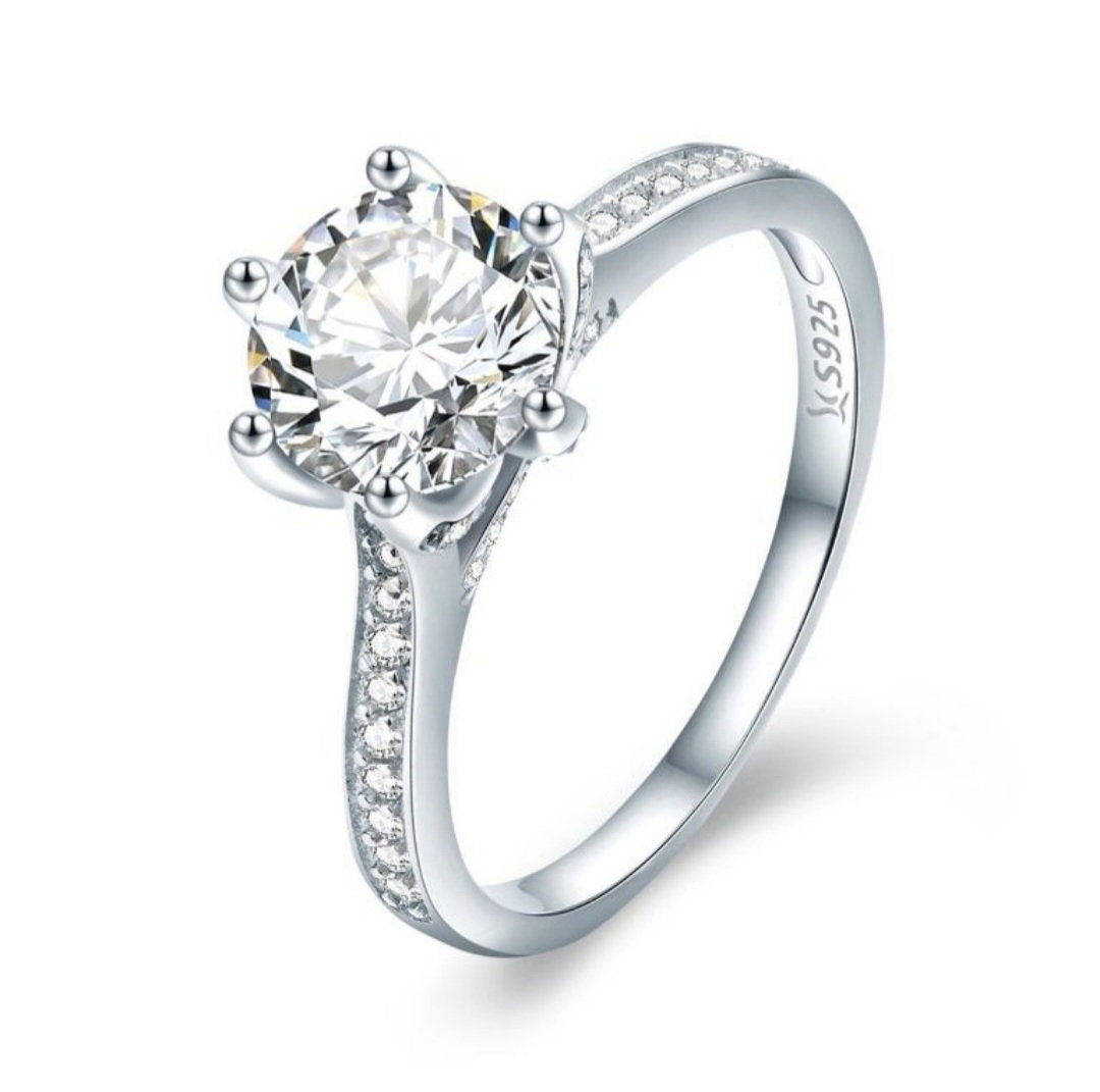 Cosmic 925 Sterling Silver & White Gold Cubic Zircon Engagement Ring - S_0