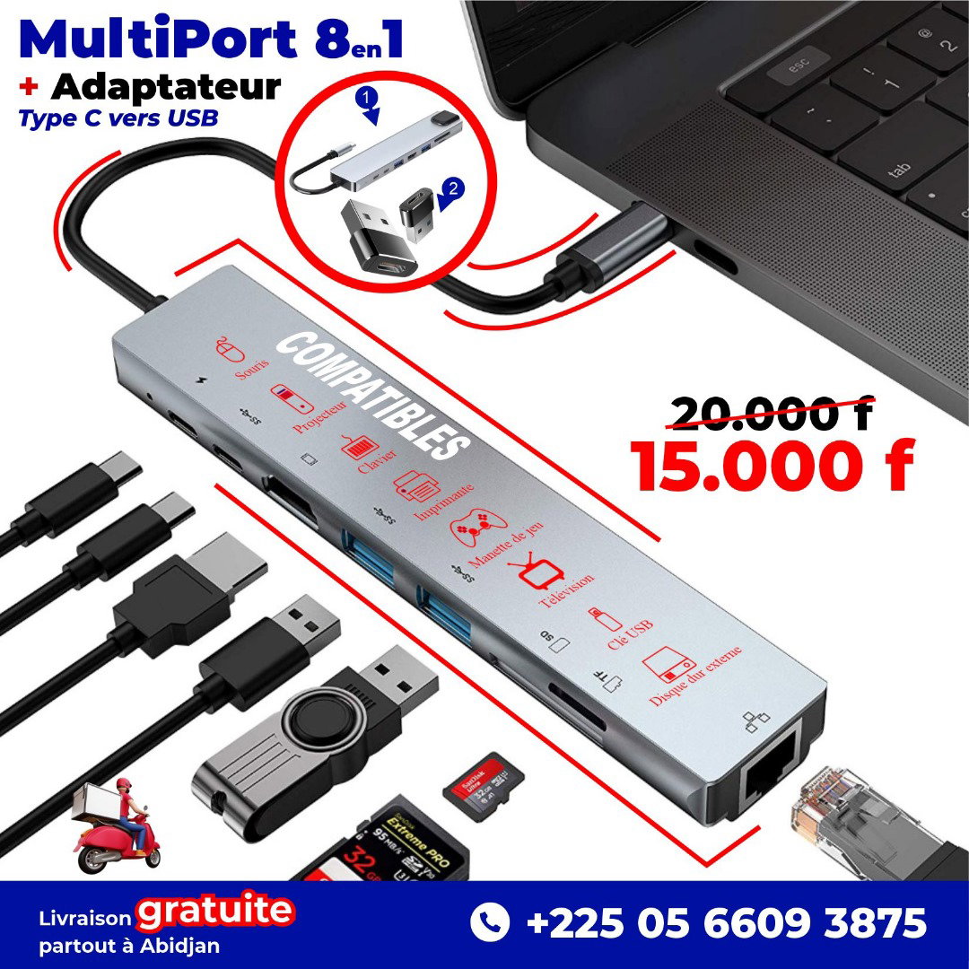 MultiPort 8 en 1 ➕ Adaptateur USB-C vers USB !_0