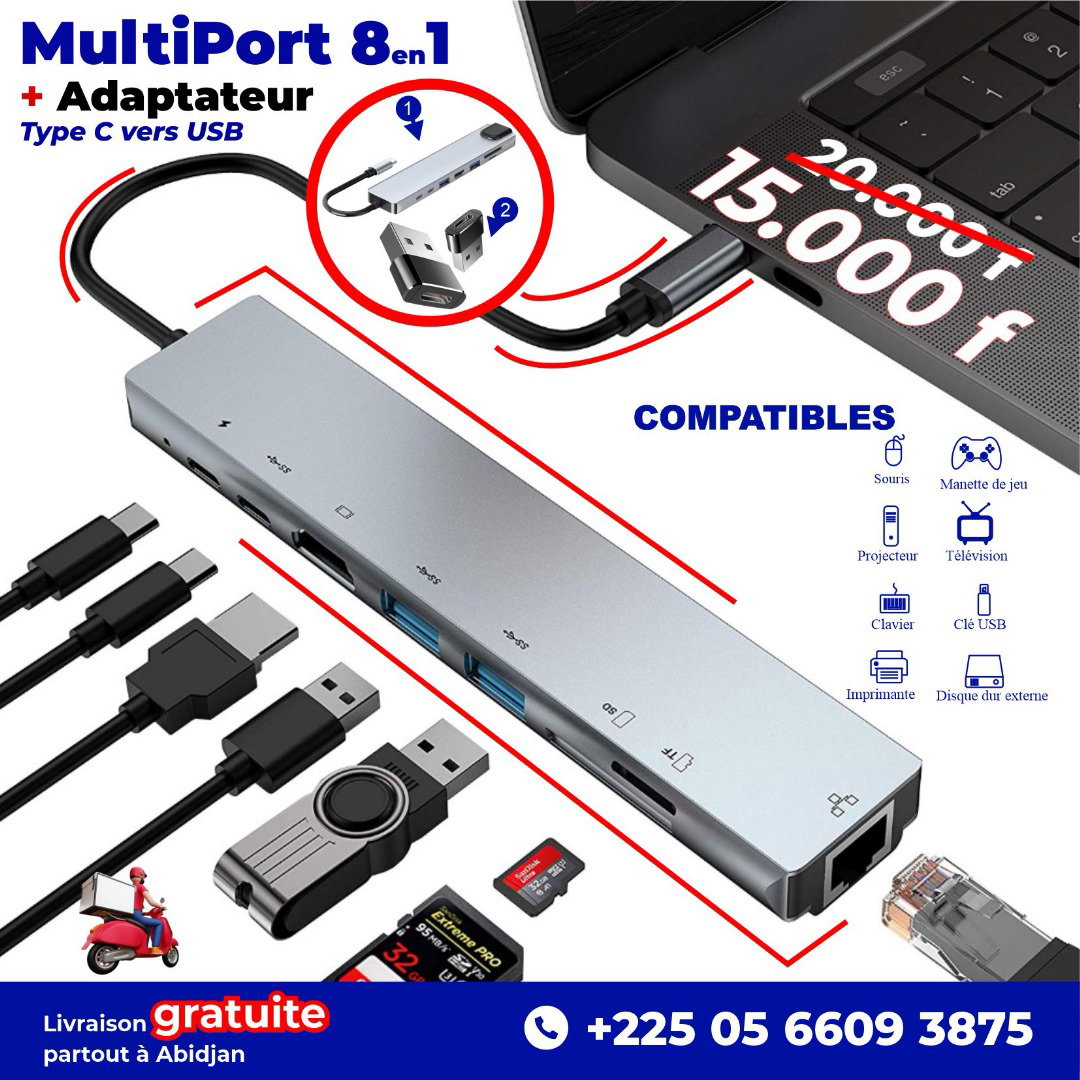MultiPort 8 en 1 ➕ Adaptateur USB-C vers USB !_1