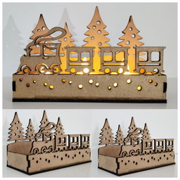 MDFCL-069_Wooden Train With Tree Christmas Lamp Holder (Without Lamp)