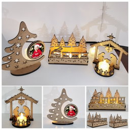 MDFCL-069_Wooden Train With Tree Christmas Lamp Holder (Without Lamp)
