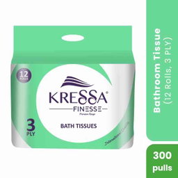 KRESSA Finesse Bathroom Tissue 12 Rolls (300 Pulls), 3 Ply (8906132310425)