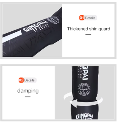 Boxing Shin Guards 2 Pcs Black White GINGPAI MMA , Muay Thai , Kick Boxing , Karate , Protective Gear _1