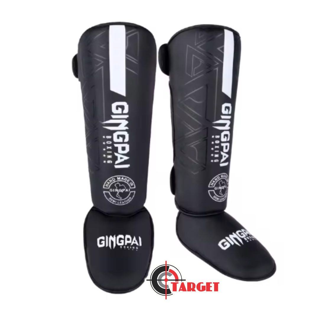 Boxing Shin Guards 2 Pcs Black White GINGPAI MMA , Muay Thai , Kick Boxing , Karate , Protective Gear