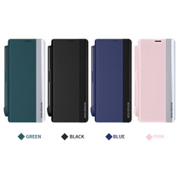 For Samsung Galaxy Z Fold 5 5G Side Electroplating Adsorption Ultra-thin Leather Phone Case with Pen Green