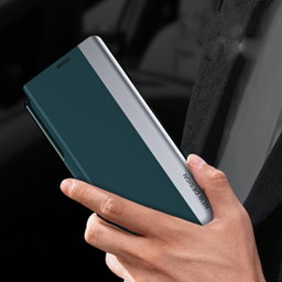 For Samsung Galaxy Z Fold 5 5G Side Electroplating Adsorption Ultra-thin Leather Phone Case with Pen Green