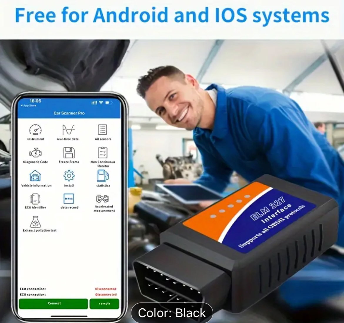 Compact OBD2 Car Diagnostic Scanner - USB Powered, No Battery Required_2