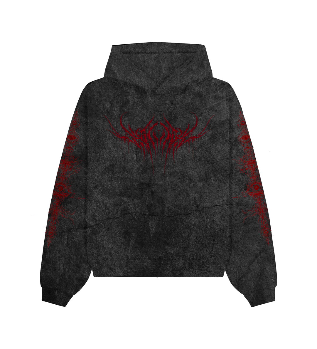 Dark Metal Red Oversized Stonewased Hoodie