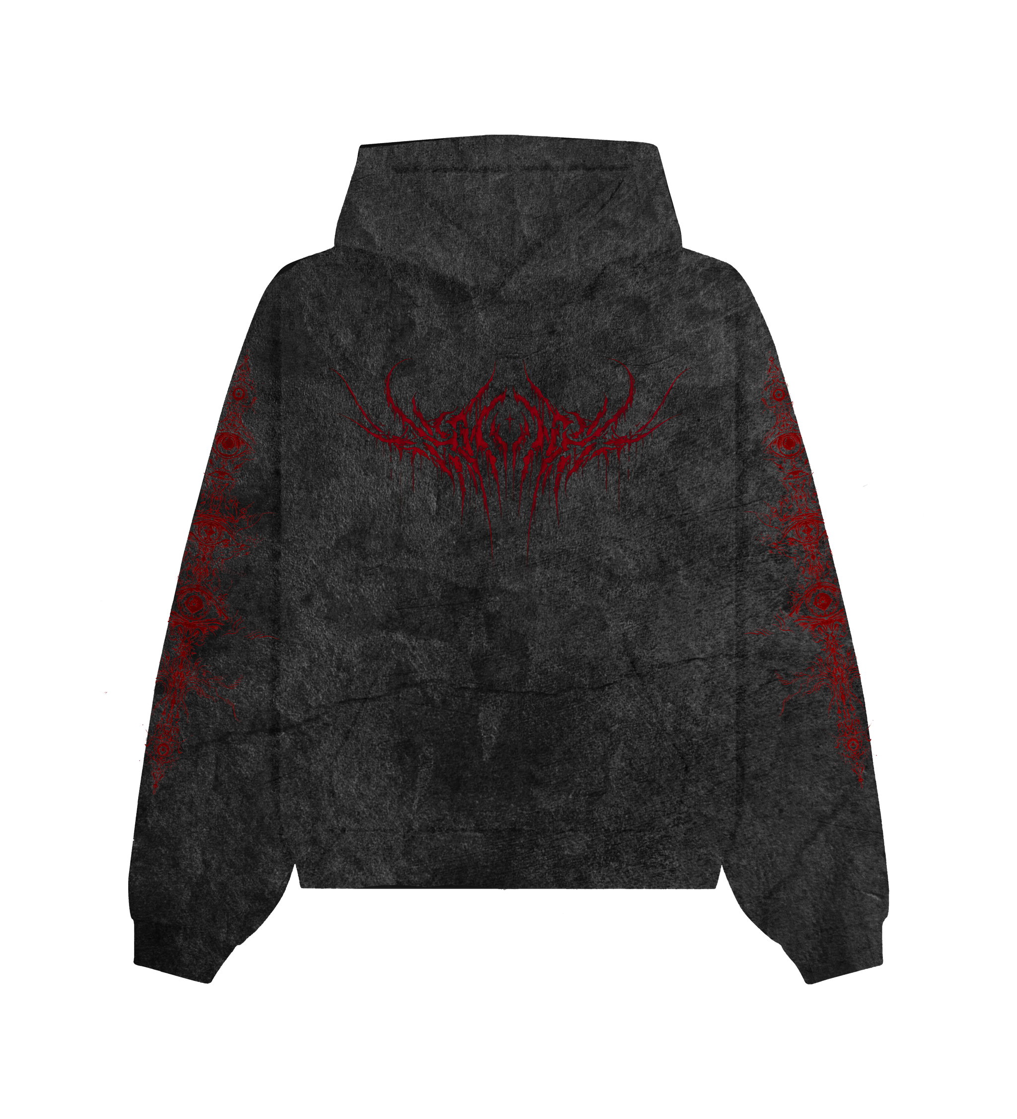 Dark Metal Red Oversized Stonewased Hoodie_0