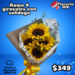 RAMO 4 GIRASOLES CON SOLIDAGO