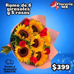 RAMO 6 GIRASOLES Y 5 ROSAS