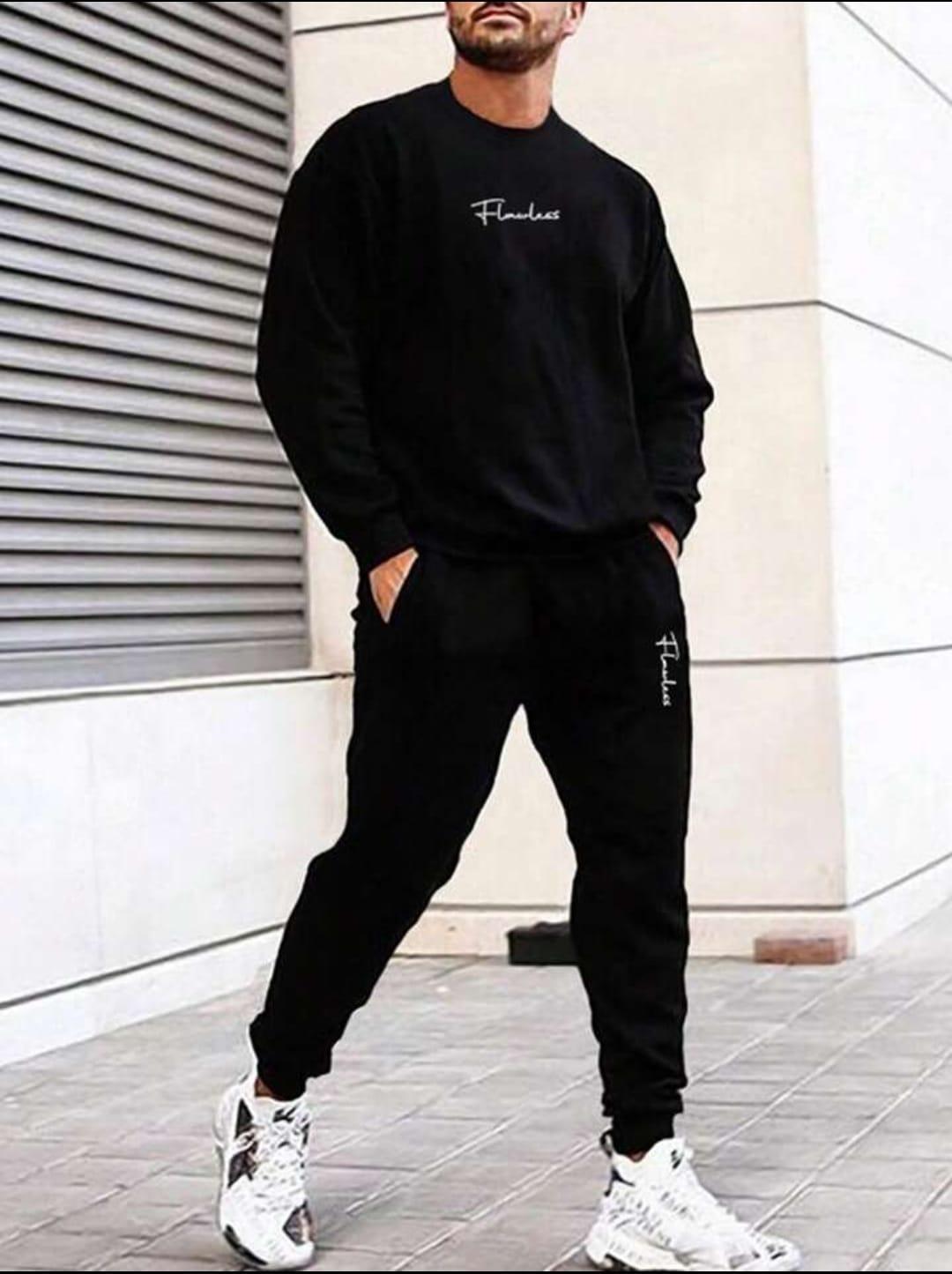 2 PCs Unisex Fit Printed sweatshirt Track Suit _2