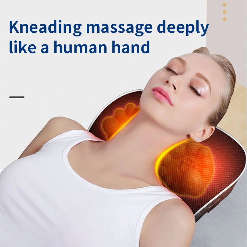  Electric Shiatsu Head Neck Cervical Ttraction Body Massager Car Back Pillow with Heating Vibrating Massage Device_4
