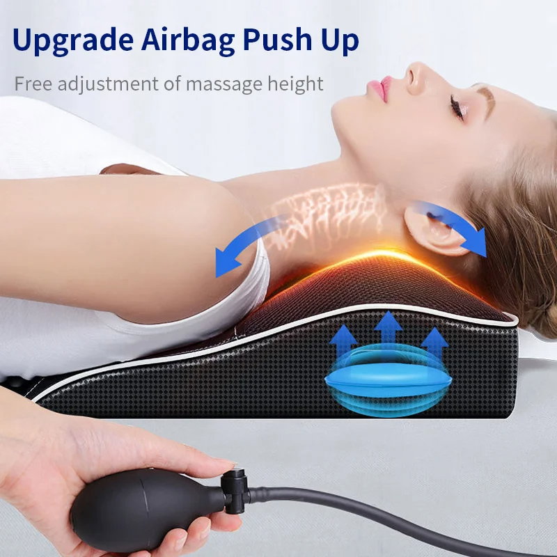  Electric Shiatsu Head Neck Cervical Ttraction Body Massager Car Back Pillow with Heating Vibrating Massage Device_3