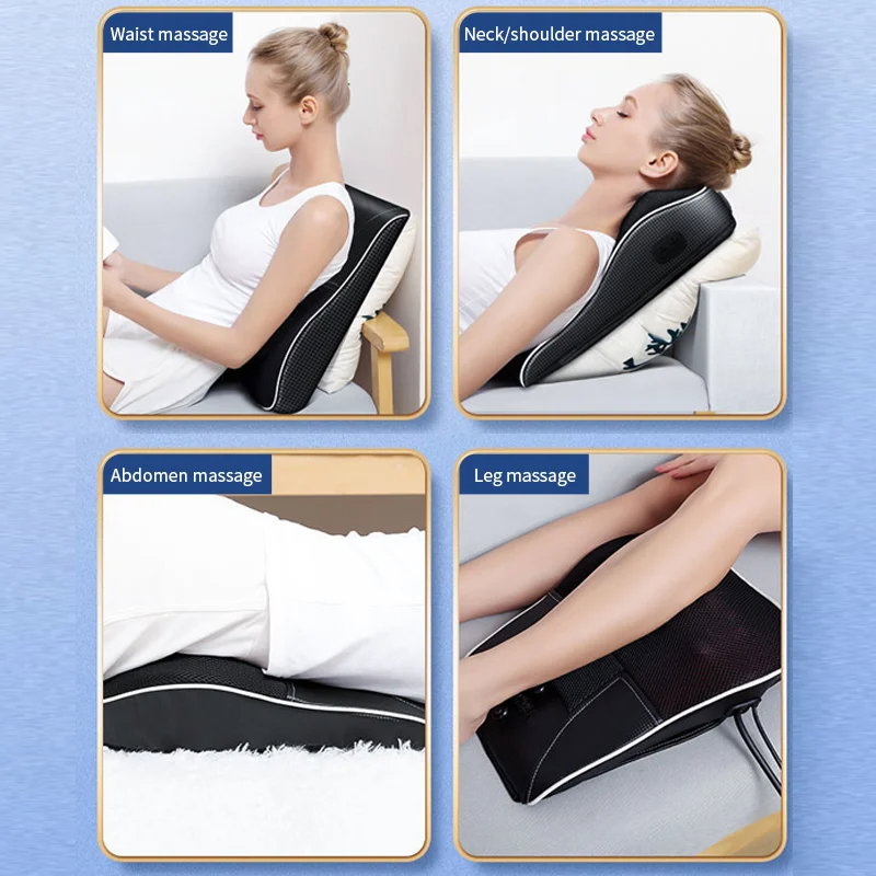  Electric Shiatsu Head Neck Cervical Ttraction Body Massager Car Back Pillow with Heating Vibrating Massage Device_2