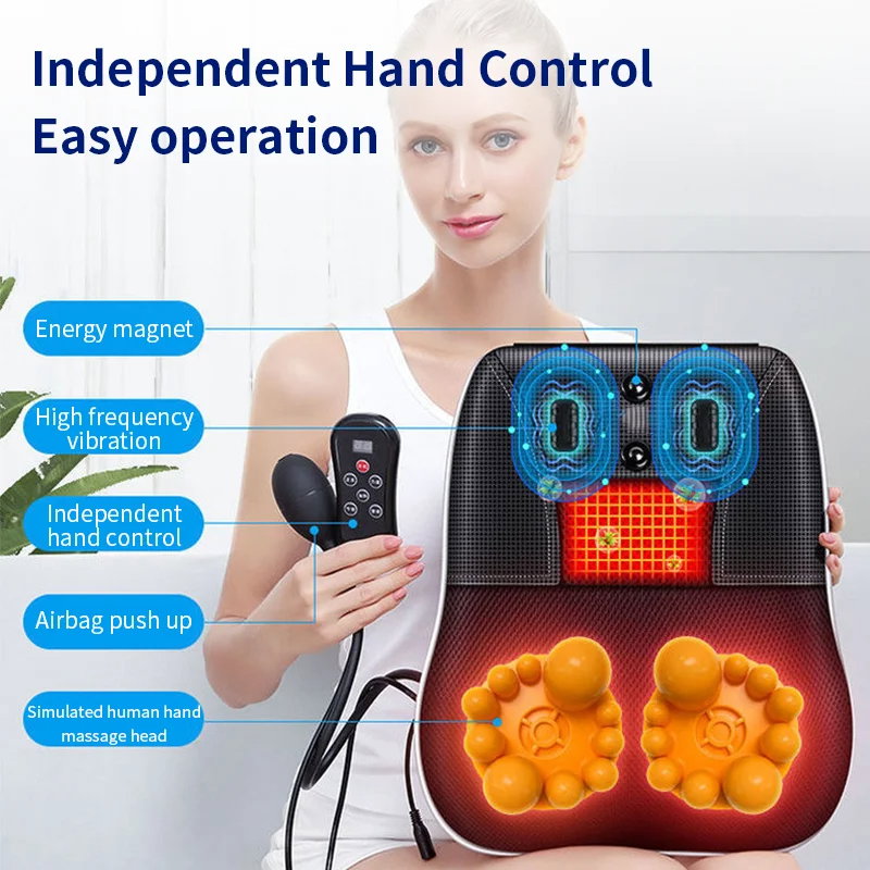  Electric Shiatsu Head Neck Cervical Ttraction Body Massager Car Back Pillow with Heating Vibrating Massage Device_0