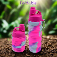 Foldable Water Bottle, Silicone Leak Proof Portable Sports Travel Water Bottle for Outdoor, Gym, Hiking (1 Pc / 24 cm Foldable / 500 ML)