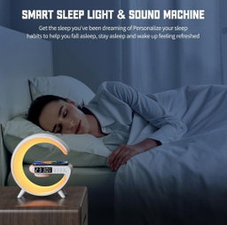Smart Alarm Clock with G-Shape RGB Light Bluetooth Speaker, Wireless Charging for Bedroom, Living Room, and Game Room (1 Pc)