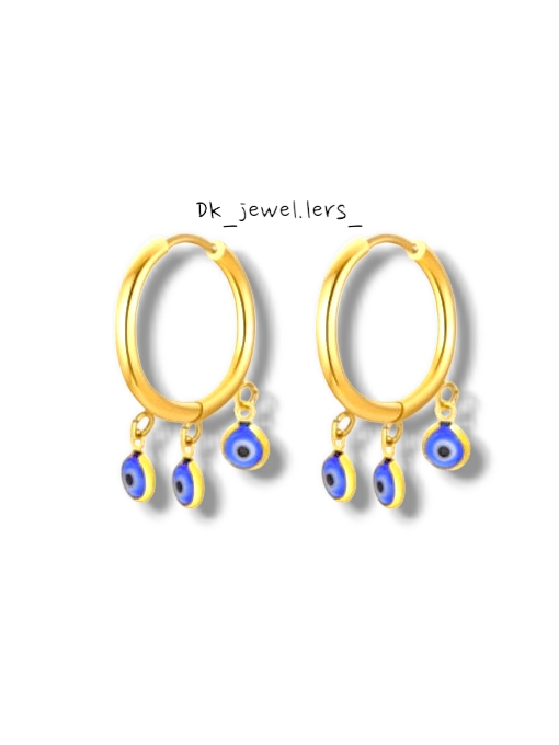 Stainless steel eyes huggie earring_0