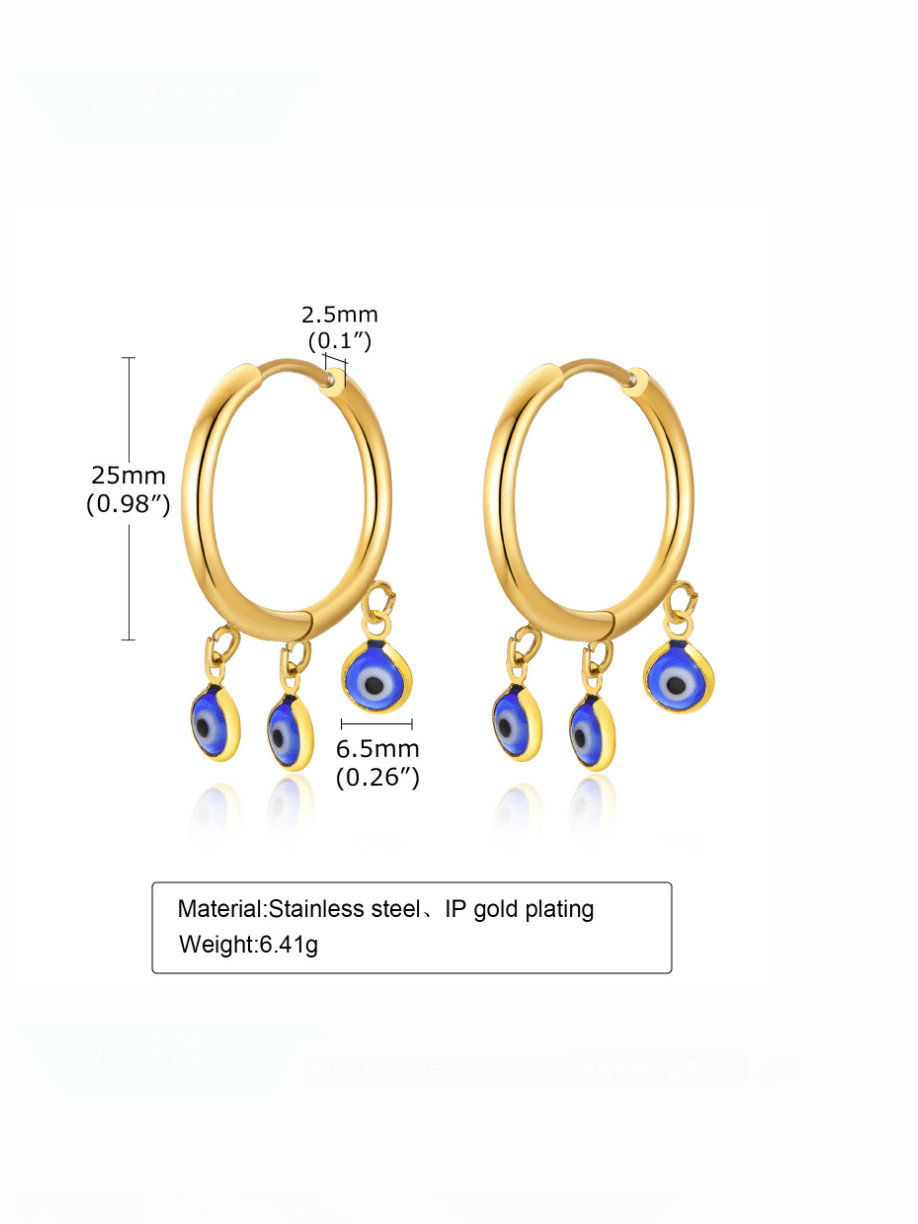 Stainless steel eyes huggie earring_1